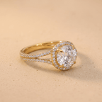 Hidden halo moissanite ring side profile