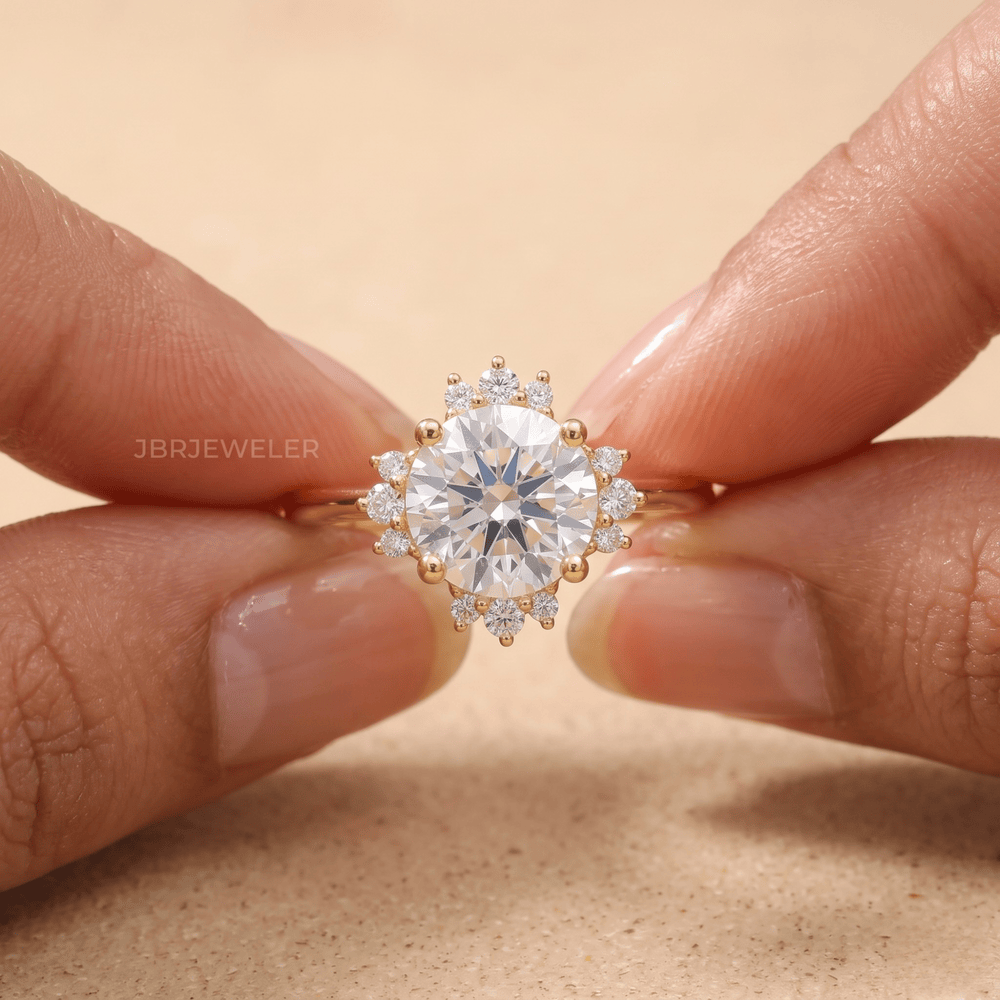 Moissanite halo engagement ring anniversary gift