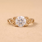 Moissanite Celtic ring front angle view
