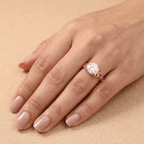 Ethical moissanite Celtic ring on model's hand