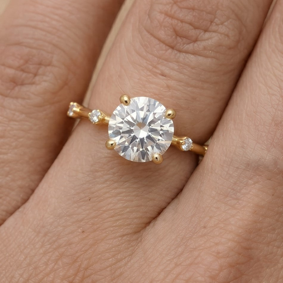 Minimalist gold moissanite wedding ring for her