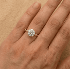 Delicate 14K gold ring with sparkling round moissanite
