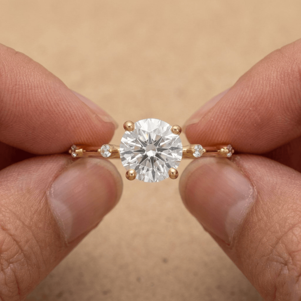 Round moissanite diamond ring for marriage proposal