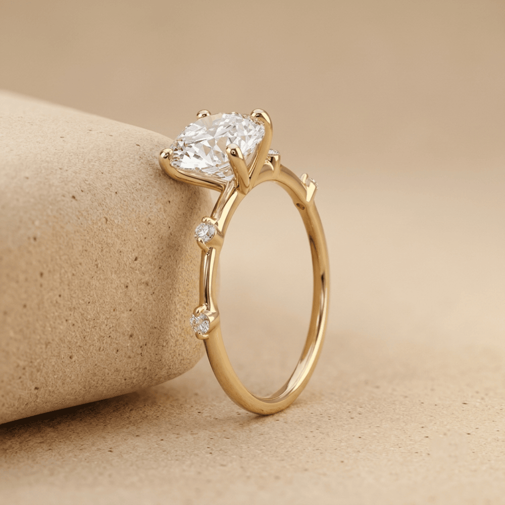 Minimalist round moissanite ring with delicate gold setting