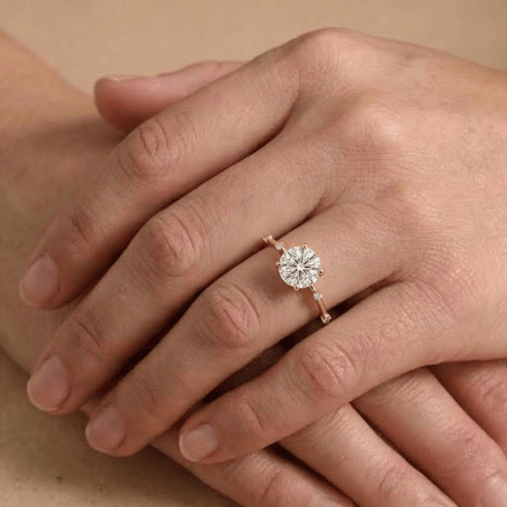 Elegant 14K yellow gold moissanite promise ring
