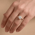 1. Luxury round moissanite engagement ring in solid 14K gold