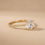 Thin band moissanite engagement ring in 14K gold