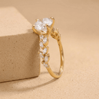 Round moissanite diamond-style ring close-up