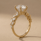 Romantic moissanite ring with floral setting
