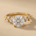 Floral moissanite ring with sparkling center stone
