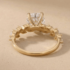Round moissanite promise ring with flower details
