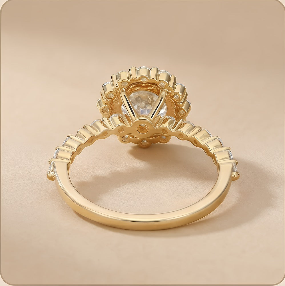Simple gold ring for women with round moissanite