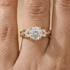 Nature Inspired Round Cut Moissanite Wedding Ring