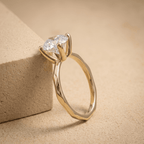 Vintage 14K gold moissanite solitaire ring side profile