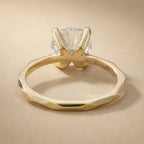 Top view of round diamond engagement ring