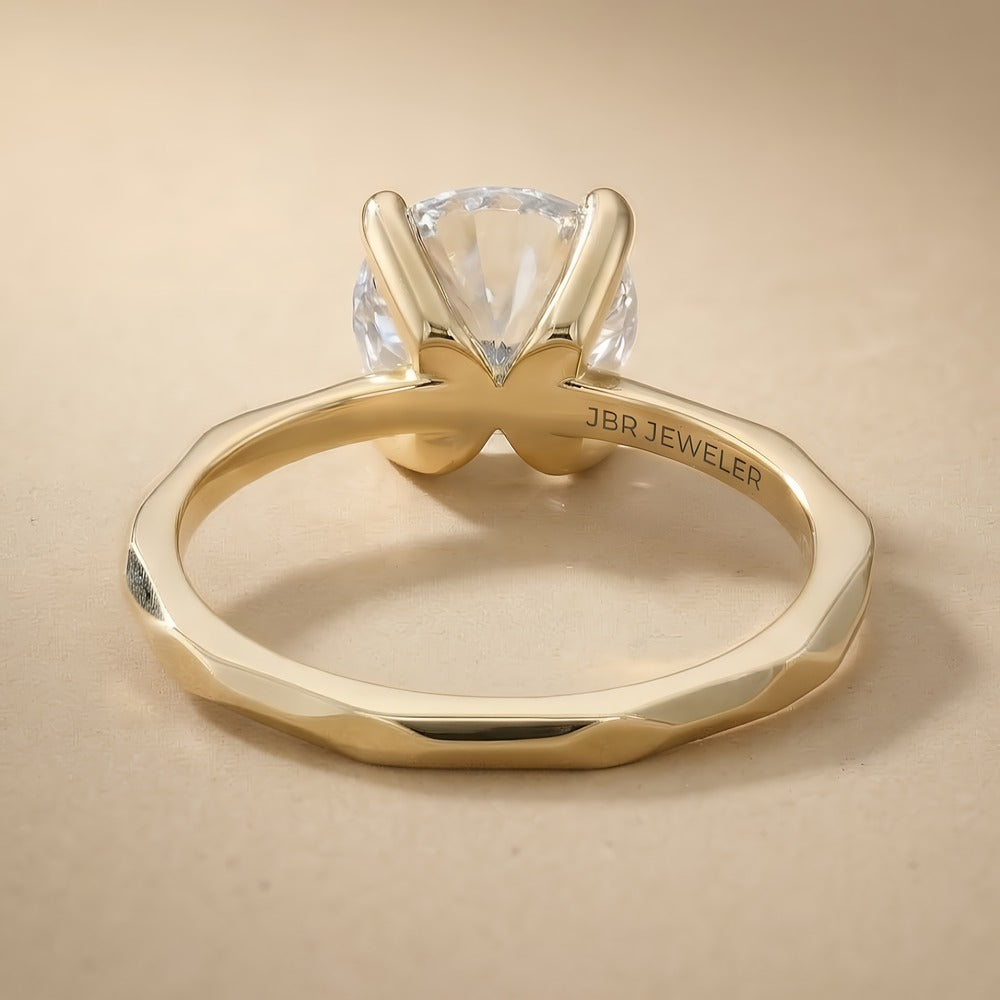 Top view of round diamond engagement ring