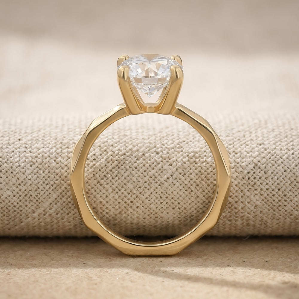 14K bridal ring paired with wedding band
