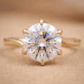 Round solitaire lab grown diamond ring 14k gold twisted band
