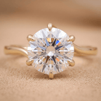 Round solitaire lab grown diamond ring 14k gold twisted band