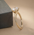 Round lab grown diamond ring side angle view
