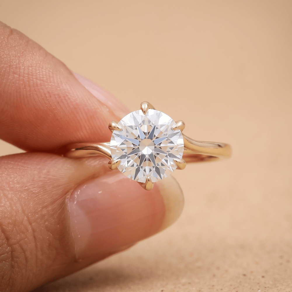 14k gold twisted band round diamond solitaire ring