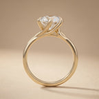 Round lab grown diamond ring side angle view