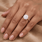 Round solitaire diamond ring on hand model