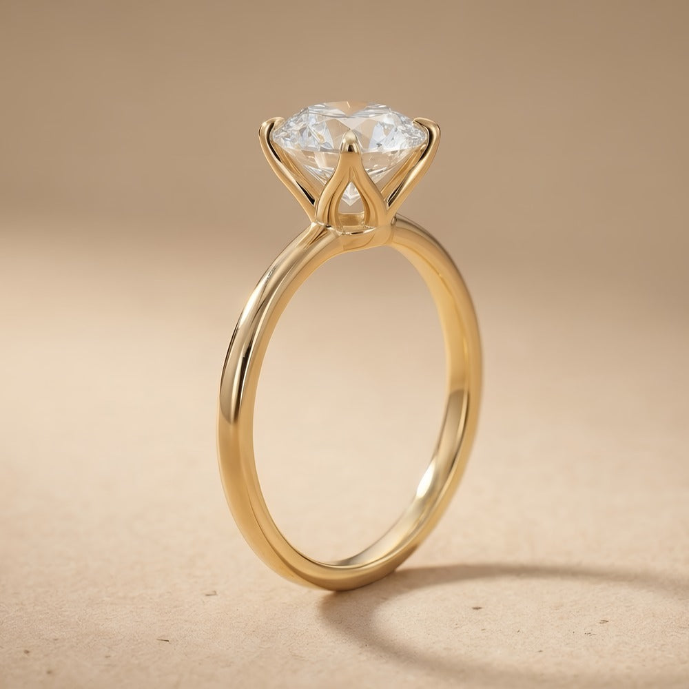 Couple promise rings round solitaire close-up