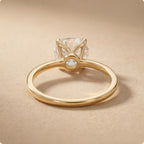 Round solitaire lab grown diamond ring top-down view
