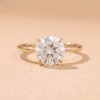 Round solitaire lab grown diamond couple promise rings front view