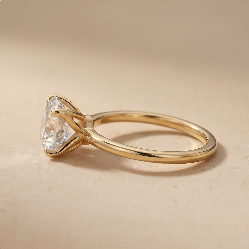 Round cut lab grown diamond promise ring set side profile