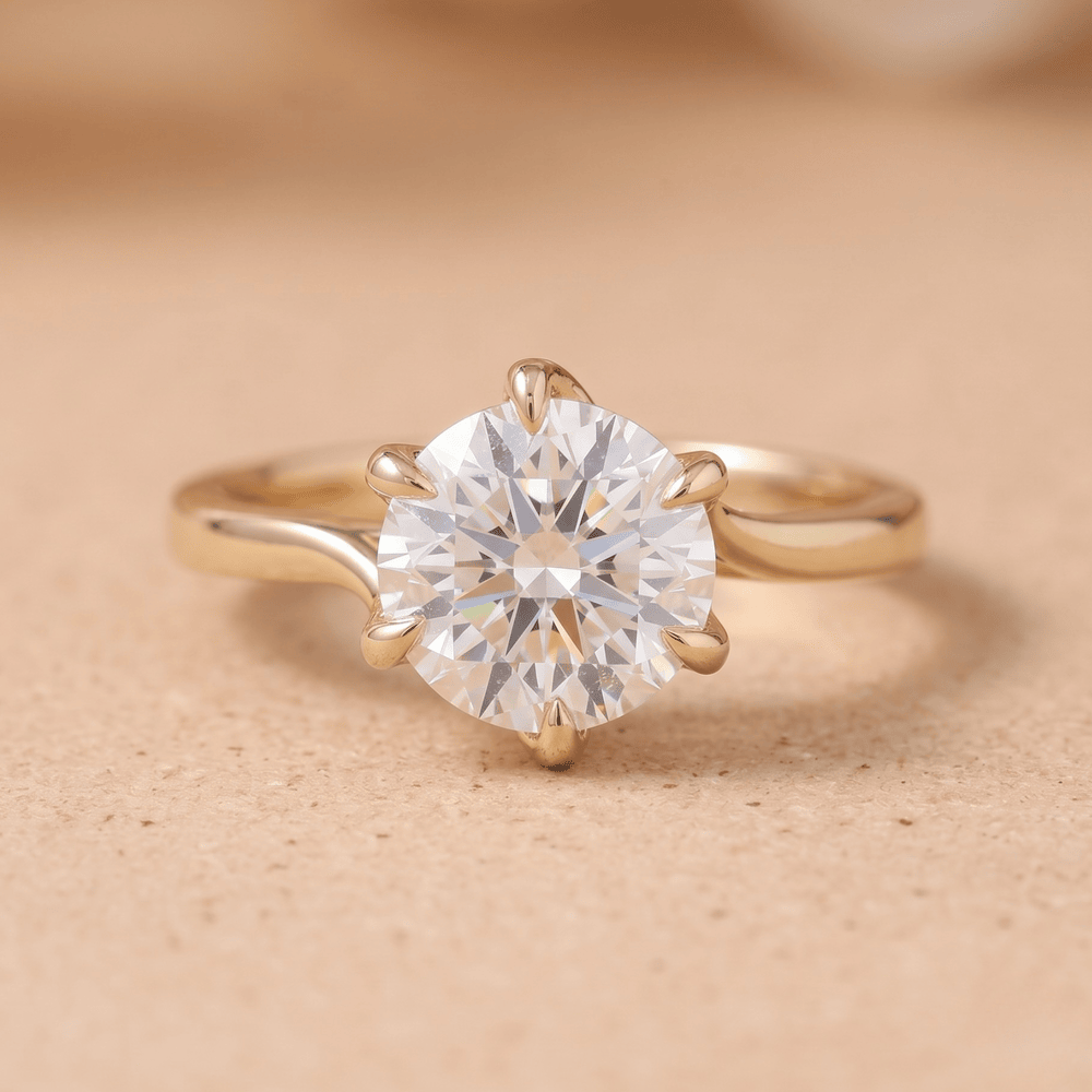 Round twisted band bridal wedding ring with moissanite diamond