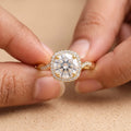 Round Twisted Halo Engagement Ring Moissanite