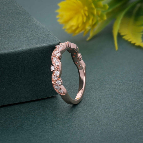 Round Cut Lab Grown-CVD Diamond Floral Vintage Wedding Band Ring - JBR Jeweler