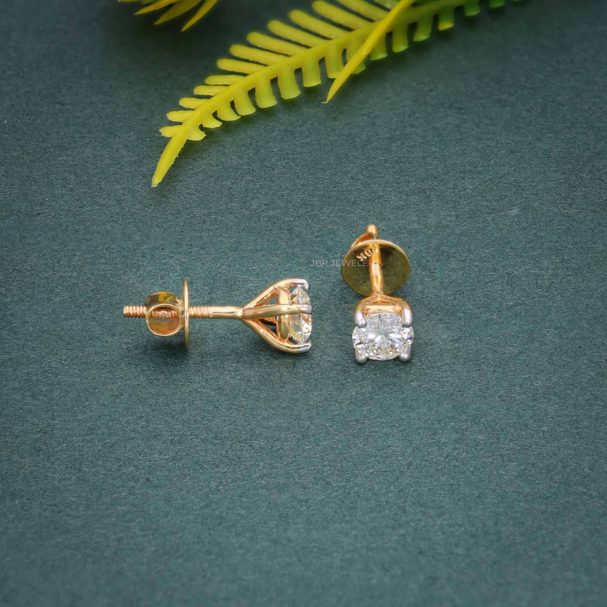 Round Cut Lab Grown Diamond Four Prong Screw Back Earring - JBR Jeweler