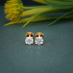 Round Cut Lab Grown Diamond Four Prong Screw Back Earring - JBR Jeweler