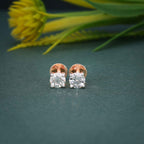 Round Cut Lab Grown Diamond Four Prong Screw Back Earring - JBR Jeweler