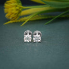 Round Cut Lab Grown Diamond Four Prong Screw Back Earring - JBR Jeweler