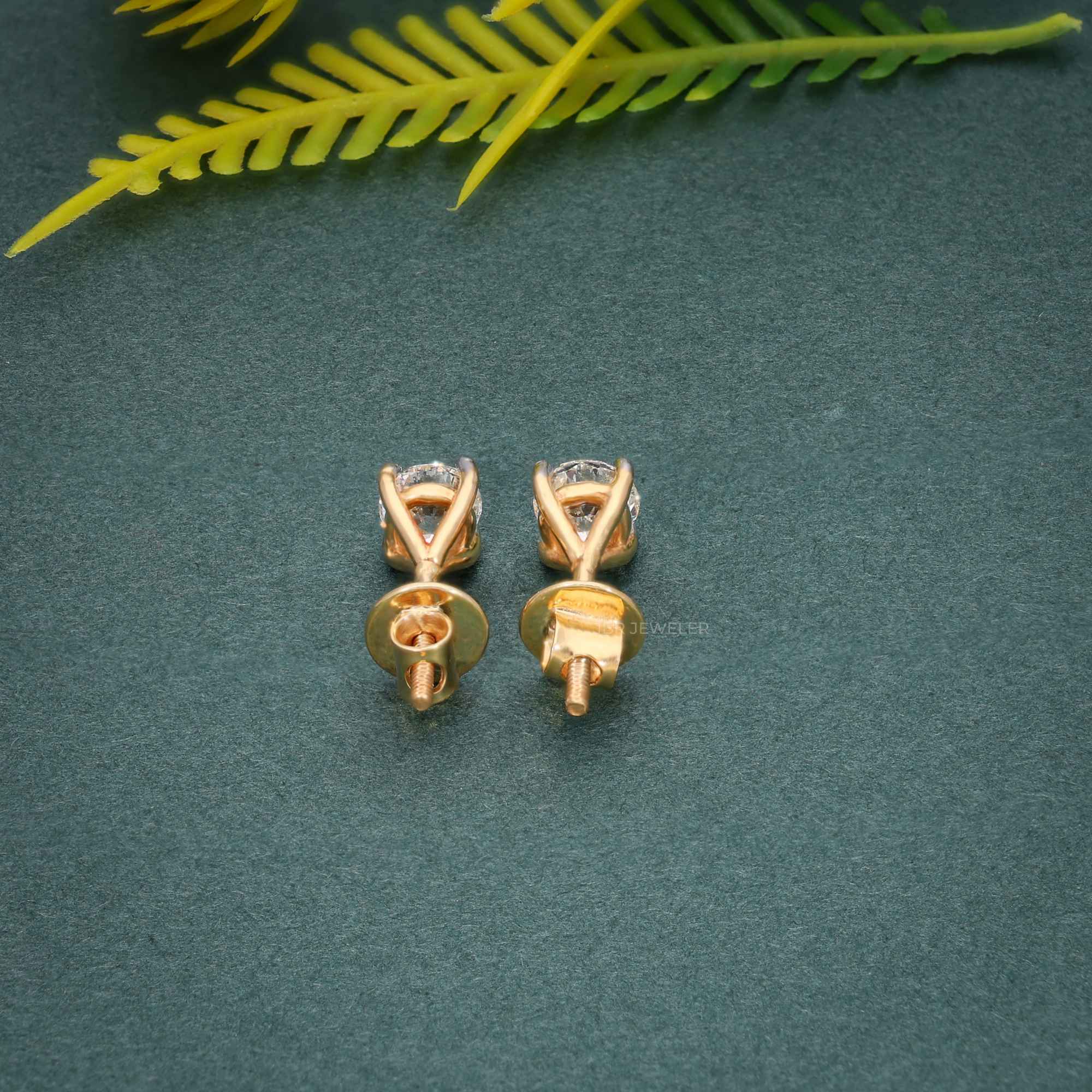 Round Cut Lab Grown Diamond Four Prong Screw Back Earring - JBR Jeweler
