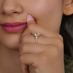Scalloped Cushion Moissanite Diamond Trio Engagement Ring - JBR Jeweler