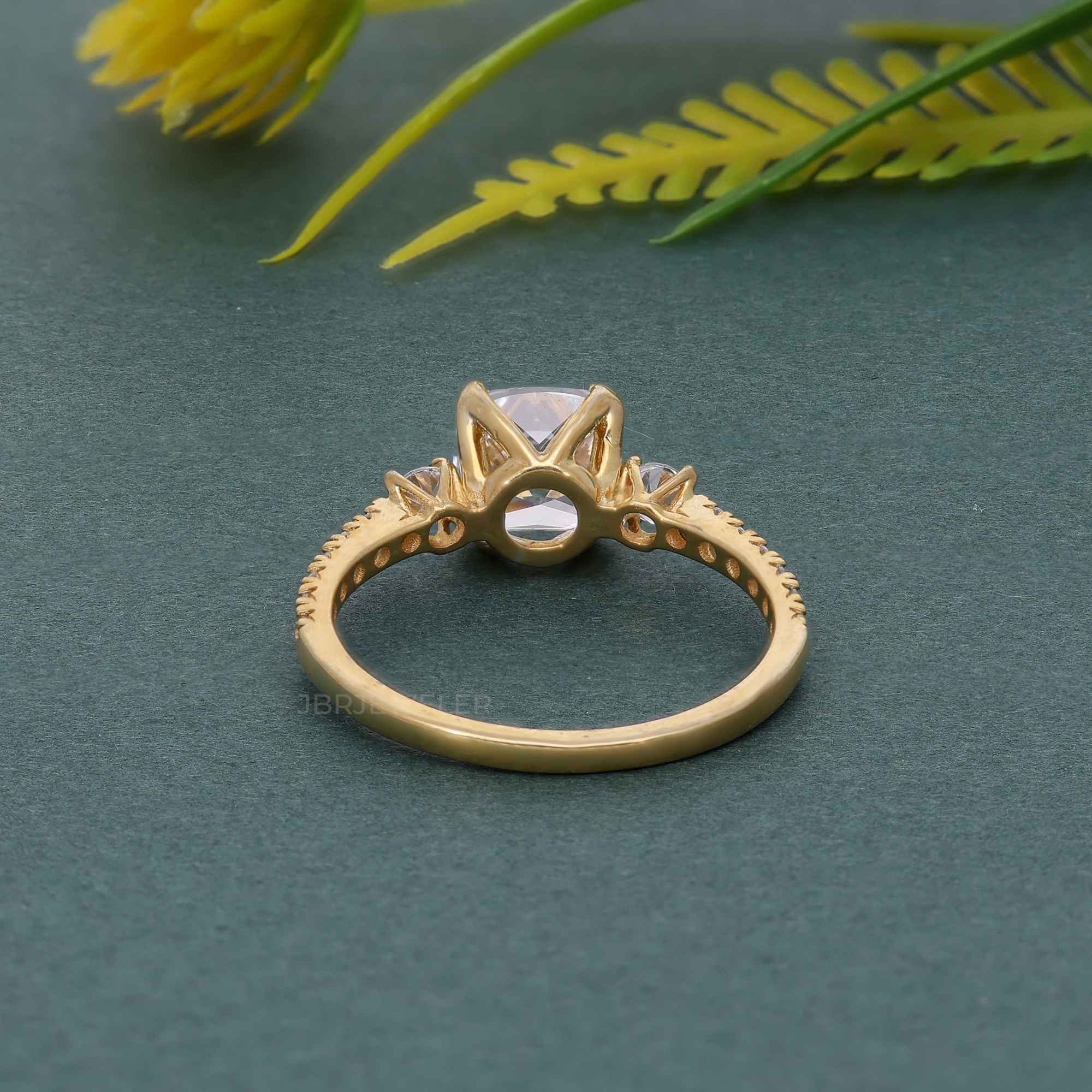 Scalloped Cushion Lab Grown Diamond Trio Engagement Ring - JBR Jeweler
