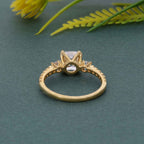 Scalloped Cushion Moissanite Diamond Trio Engagement Ring - JBR Jeweler
