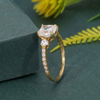 Scalloped Cushion Moissanite Diamond Trio Engagement Ring - JBR Jeweler