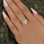 Scalloped Emerald Moissanite Diamond Trio Engagement Ring - JBR Jeweler