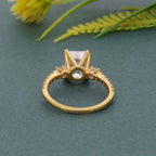 Scalloped Emerald Moissanite Diamond Trio Engagement Ring - JBR Jeweler