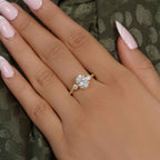 Scalloped Oval Moissanite Diamond Trio Engagement Ring - JBR Jeweler
