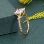 Scalloped Princess Lab Grown Diamond Trio Engagement Ring - JBR Jeweler