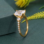Scalloped Radiant Lab Grown Diamond Trio Engagement Ring - JBR Jeweler