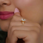 Scalloped Round Moissanite Diamond Trio Engagement Ring - JBR Jeweler