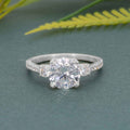Scalloped Round Moissanite Diamond Trio Engagement Ring - JBR Jeweler
